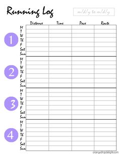 printable running log template