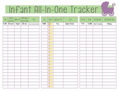 Printable Daily Tracker Page For Infant Or Baby Record Feedings Baby Feeding And Diapering Chart Printable Use This To Keep Track Of Their Eating