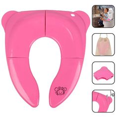 Foldable Toddler Travel Toilet Training Seat with 6 Pieces Anti Skid Silicone Pads Yellow Carry Bag Included 2019 Upgrade Linksworld Sturdy Portable Potty Training Seat for Toddlers and Kids
