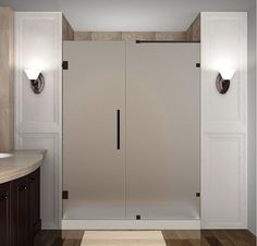 Furniture Bathroom Cool Frosted Gl Shower Doors Custom Aston Nautis Wide X High Frameless Hinged Shower Door With Oil Rubbed Bronze Showers Doors
