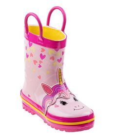 Laura Ashley Girls All Over Print Waterproof Basic Rainboots Teal//Fuschia 9 Toddler