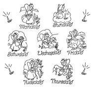 Vintage Embroidery Transfer repo 212 Angels for Days of the Week Kitchen Towels