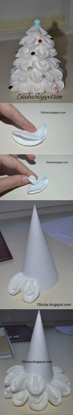 Елочка из ватных дисков