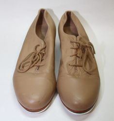 Katz Dancewear Girls Ladies Tan Nude PU Low Heel Tap Dance Shoes with Tap Plates