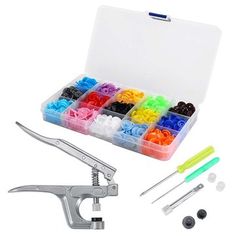 Fastener Snap Pliers Button 350pcs Plastic Resin Press Stud Punching Tool Kits