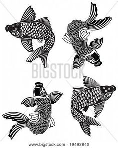 vector illustration of koi fishes in traditional japanese ink style buy this stock vector on shutterstock find other images