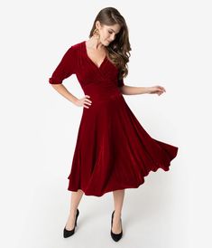 very good sized deep dark flock velvet 1930s handmade dress with bow detail