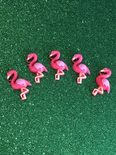 5pcs Pink Resin Flamingo Flatback Cabochons Embellishment Decoden Craft