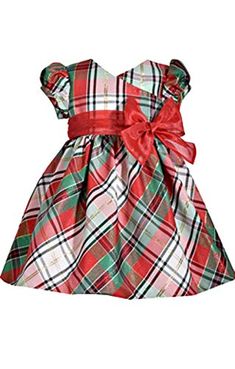 Bonnie Jean Girls Plaid Taffeta Holiday Christmas Dress Velvet Cardigan 2T 3T 4T