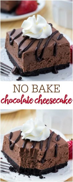 These easy, no bake chocolate cheesecake bars are perfectly creamy with a crunchy Oreo cookie crust and perfect to enjoy all year long!
