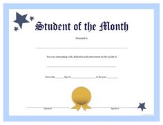 teacher of the month certificate