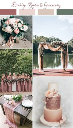 Rosa polvorienta y vegetación ideas de color de boda Autumn Wedding Colours, Dusty Rose Wedding, Wedding Color Palette, Green Wedding Colors, Dusty Rose