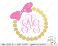 Download Pearl Necklace with Bow Monogram Frame SVG | Monogram ...