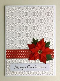 Stamped Christmas Cards, Simple Christmas Cards, Homemade Christmas Cards, Christmas Card Crafts, Xmas Cards, Simple Cards, Homemade Cards, Embossed Christmas Cards Handmade, White Christmas Card