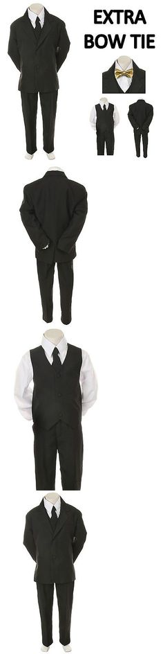 Silver Vest Bow Tie S-4T New Baby Boy Formal Wedding Party Black Suit Tuxedo