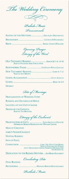 catholic mass wedding program