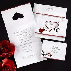 Red White And Black Wedding Invitation Http Bemyguest Co Nz This Is Gonna Be My Wedding Invatation Invitation Idea Features Luminous Red Roses On A Bright White Vertical Tri Fold Featuring