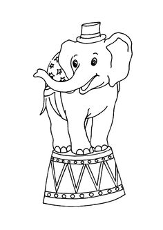 Le Petit Elephant De Cirque Montant Sur Son Estrade A Colorier