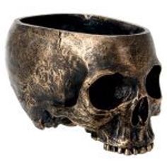 Miniature Cauldron #4 BOWL Brown with Black Pot with Skeletal Lady Handle Details and Three Small Feet for Halloween and Fairy Garden