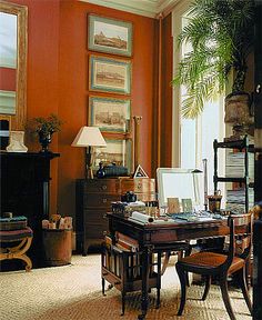 Burnt Orange Office Space By Gil Schafer Burnt Orange Office Space By Gil Schafer