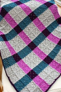 magenta-tartan-granny-square-blanket