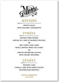 69 Best Wedding Menus Images Wedding Food Menu Wedding Menu
