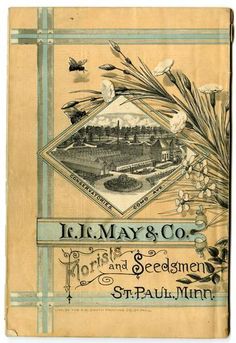 90 Best L May Co Seed And Nursery Catalogs Images On Pinterest Lithographed Bees And Flowers Surround An Inset Depicting The Conservatories Of L May Company On Como Avenue In St Paul Mn