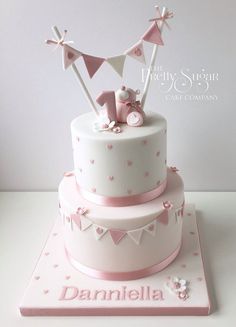 25+ Inspiration Picture of Baby Girl First Birthday Cake . Baby Girl First Birthday Cake Pink Polka Dot First Birthday Cake With Teddy Bunting Detail Dessert, Baby Cakes, 1st Birthday Cake For Girls, 1st Birthday Cake