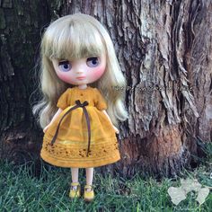 New Chicken Set Azone 12/" for Blythe Outfit Handmade Doll Dress Lace edge Yellow
