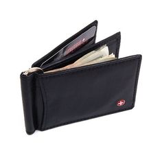 Alpine Swiss RFID Blocking Mens Wallet Leather Front Pocket Spring Money Clip