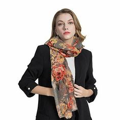 BNWT-Beautiful Floral Design Velvet and Chiffon Scarves Burgundy Dark Green
