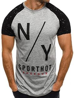 Herren Kurzarm T-Shirt Tops Tee Hip Hop Rundhals T-Shirts Jacquard Striped Slim