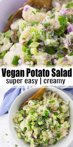 This vegan potato salad with pickles and celery is perfect for summer BBQs and picnics. It's a vegan version of classic American potato salad that will have everyone coming back for more! Find more easy vegan recipes at veganheaven.org! #vegan #veganrecipes