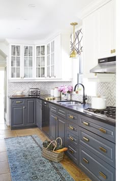 Grey And Blue Galley Kitchen navy blue cabinets, stone textiles kitchen | kitchen design love Grey And Blue Galley Kitchen navy blue cabinets, stone textiles kitchen | kitchen design love