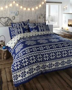 retro nordic alpine snowflake duvet quilt cover bedding set christmas bed sheets king size
