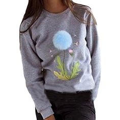 Honey GD Womens Christmas Floral Print Cozy Crew-Neck Pullover Sweatshirt