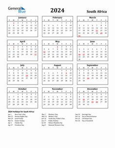 Free Printable 2024 Calendar With Public Holidays South Africa en 2024