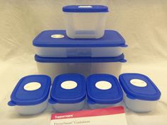 Tupperware FreezeSmart Freezer Safe Containers Set of 7 Dial Sapphire Blue New
