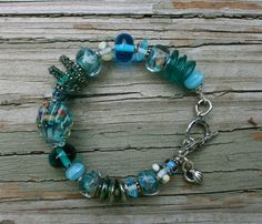 Aqua Ceramic and Green Patina Sea Life NecklaceBeach JewelrySea Life JewelryRaku NecklaceSea Turtle NecklaceIsland StyleTropical