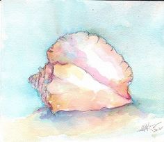watercolor beach painting sea seashell seashells paintings shells pink watercolour drawing acquerello ocean watercolours acquerelli arte shell google king water
