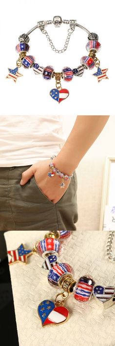 396 Best Bracelets Images Crystal Beads Bracelet Designs Bracelets Of Star Moon Pendant American Flag Chain Diy Beaded Bracelet For Women Men