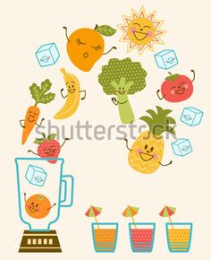 Vector Illustration Of Fun Smoothie Characters Happy Vector Illustration Of Fun Smoothie Characters Happy