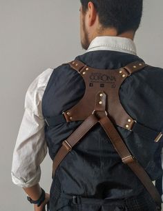 SmartHS Steampunk Arm Bag Gothic Black PU Leather Shoulder Bag Body Chest Harness Guard Armors for Men