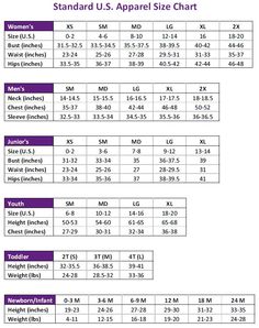 apparel size chart ablau colors pinterest standard sizing chart