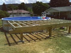 40 Uniquely Awesome Above Ground Pools With Decks Pool Above Ground Pool Deck Framing Agp Question 17 9 Wide Frame But 16 Decking