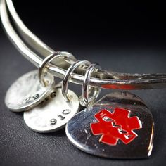105 Best Medic Alert Images On Pinterest Medical Bracelets Medical Alert Bracelet Jewelry Id Sterling Silver Bangle Personalized 1029