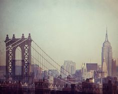 Photo Urban Home Office Wall Art New York Set of 3 Photography Prints Twilight Manhattan NYC Skyline Empire State Queensboro Bridge