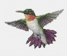 hummingbird counted cross stitch pattern chart by xstitchpatterns handmade supply on