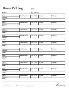 voicemail log template word