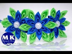 Мастер-класс Канзаши.Цветы из лент.Цветы Канзаши/The band on the head.Kanzashi flower - YouTube